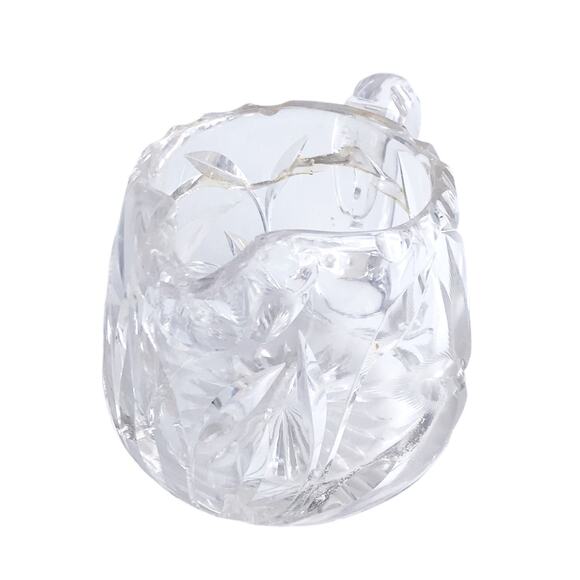 Vintage Cut Crystal Sugar Bowl Creamer Bowl Floral Star Etched Clear Glass MCM - Picture 8 of 14